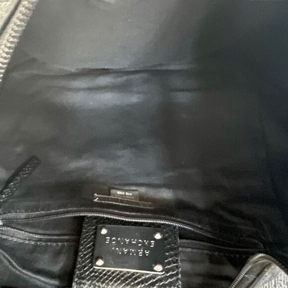 ARMANI EXCHANGE black leather shoulder/hobo bag snakeskin embossed. EUC - Picture 13 of 16